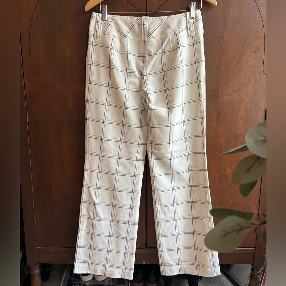 Vintage LOFT Cream Plaid High-Waist Wide Leg Pants size 4 - Picture 2 of 4